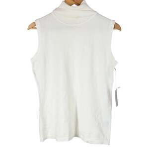 Cielo Sleeveless Viscose Nylon Turtleneck Sweater White Women's Size XL NWT